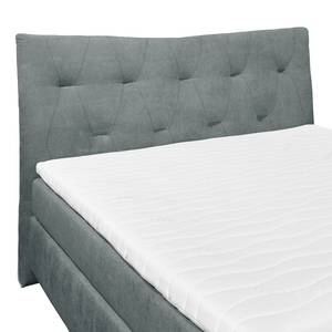 Boxspring Tibery geweven stof - Zwart/antraciet