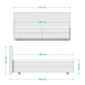 Boxspring Tibery geweven stof - Zwart/antraciet