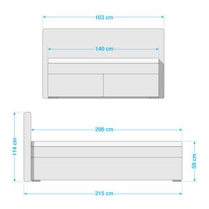 Lit boxspring Marangaroo Tissu - Argenté - 140 x 200cm