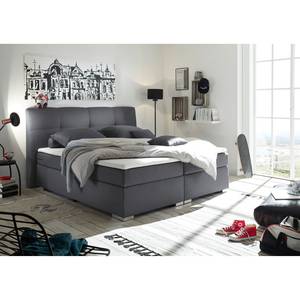 Lit boxspring Marangaroo Tissu - Noir / Anthracite - 180 x 200cm