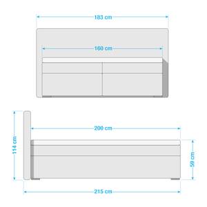 Lit boxspring Marangaroo Tissu - Bleu foncé - 160 x 200cm