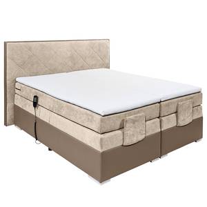 Boxspringbett Newborough Webstoff - Creme / Taupe