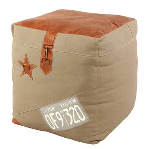 Pouf Sao Joao Baumwolle / Leder - Beige / Braun