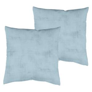 Housse coussin Uni Struture (Lot de 2) Microfibre - Bleu pastel - 50 x 50 cm