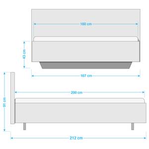 Bed SKØP Donkergrijs/wit - 160 x 200cm