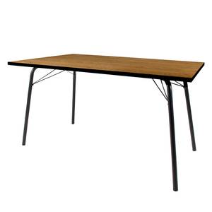 Table Daxx Métal - Noir - Placage noyer véritable - 140 x 80 cm