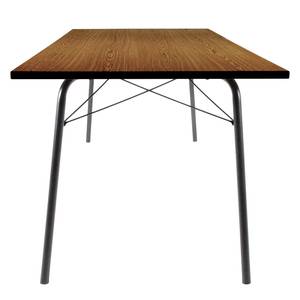 Table Daxx Métal - Noir - Placage noyer véritable - 140 x 80 cm