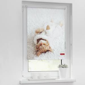 Rolgordijn Sleepy Cat Geweven stof - wit - 45 x 150 cm