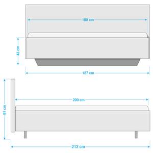 Bed SKØP Lichtgrijs/antracietkleurig - 180 x 200cm