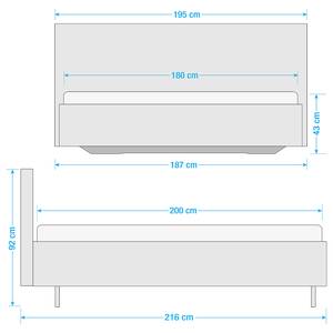 Bed SKØP VIII Lichtgrijs/antracietkleurig - 180 x 200cm