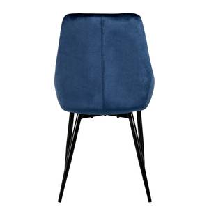 Gestoffeerde stoelen Lex (set van 2) fluweel/ijzer - zwart - Donkerblauw