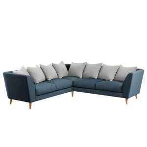 Ecksofa Charlwood Microfaser - Blau / Hellgrau