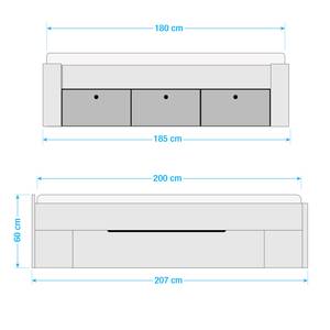 Bettgestell Scala mit 2 Schubladen Alpinweiß - 180 x 200cm