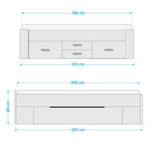 Cadre de lit Scala 6 tiroirs Blanc alpin - 180 x 200cm