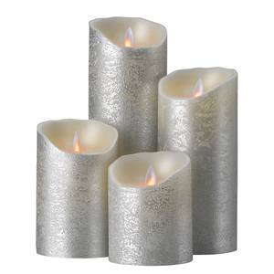 LED-Kerze Flame I Echtwachs - Silber - Höhe: 10 cm