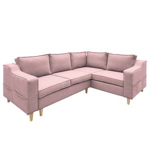 Ecksofa Osorio Mit Schlaffunktion - Webstoff - Mauve - Ottomane davorstehend rechts