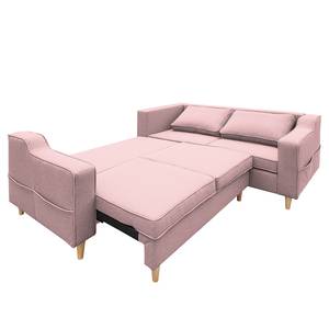 Ecksofa Osorio Mit Schlaffunktion - Webstoff - Mauve - Ottomane davorstehend rechts