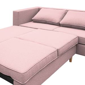 Ecksofa Osorio Mit Schlaffunktion - Webstoff - Mauve - Ottomane davorstehend rechts