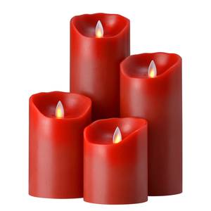 LED-Kerze Flame I Echtwachs - Rot - Höhe: 23 cm