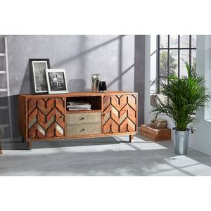 Sideboard Yao Akazie massiv / Metall - Akazie / Gold