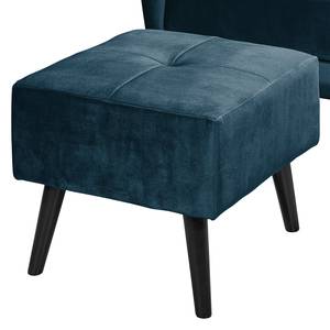 Oorfauteuil Bellara fluweel - Jeansblauw - Met hocker