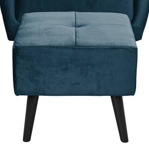 Oorfauteuil Bellara fluweel - Jeansblauw - Met hocker