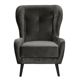 Fauteuil bergère Bellara Velours - Noir - Sans repose-pieds