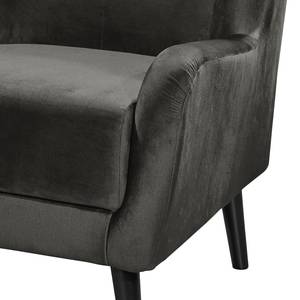 Oorfauteuil Bellara fluweel - Zwart - Zonder hocker