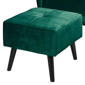 Oorfauteuil Bellara fluweel - Dennengroen - Met hocker