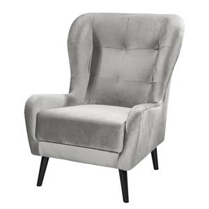 Oorfauteuil Bellara fluweel - Kiezelkleurig - Met hocker