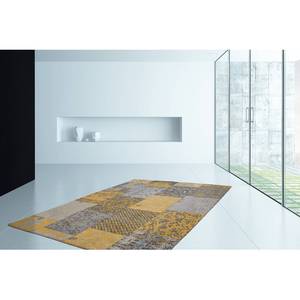 Laagpolig vloerkleed Symphony textiel - Geel/lichtgrijs - 160 x 230 cm