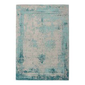 Laagpolig vloerkleed Nostalgia textiel - Crèmekleurig/petrolblauw - 120 x 170 cm