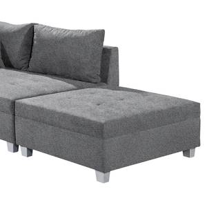 Ecksofa Andresito Strukturstoff - Lichtgrau - Ottomane davorstehend rechts - Mit Hocker