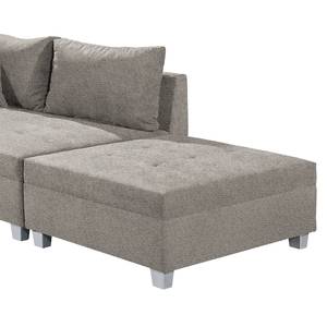 Ecksofa Andresito Strukturstoff - Schlamm - Ottomane davorstehend rechts - Mit Hocker