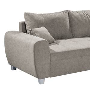 Ecksofa Andresito Strukturstoff - Schlamm - Ottomane davorstehend rechts - Mit Hocker