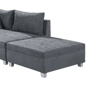 Ecksofa Andresito Strukturstoff - Grau - Ottomane davorstehend rechts - Mit Hocker