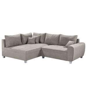 Ecksofa Andresito Strukturstoff - Schlamm - Ottomane davorstehend links - Ohne Hocker