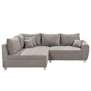 Ecksofa Andresito Strukturstoff - Schlamm - Ottomane davorstehend links - Ohne Hocker