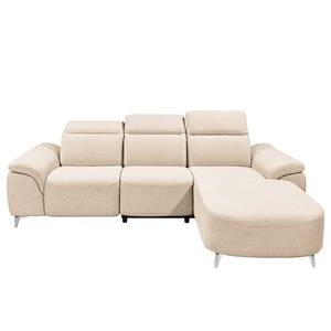 Ecksofa Verlaine Strukturstoff - Creme - Longchair davorstehend rechts