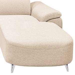 Ecksofa Verlaine Strukturstoff - Creme - Longchair davorstehend rechts