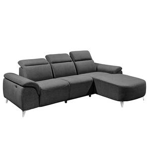 Ecksofa Verlaine Strukturstoff - Dunkelgrau - Longchair davorstehend rechts