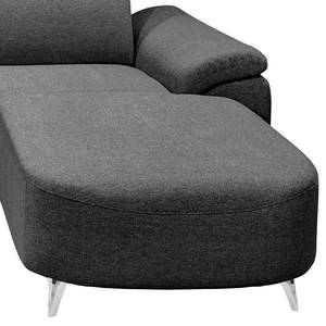 Ecksofa Verlaine Strukturstoff - Dunkelgrau - Longchair davorstehend rechts