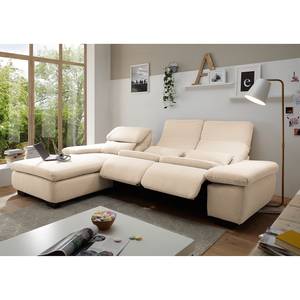 Ecksofa Madeley Strukturstoff - Creme - Longchair davorstehend links