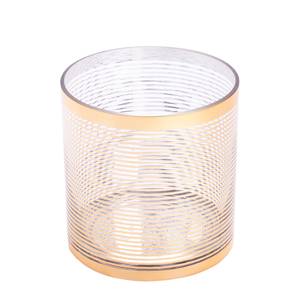 Zylinder Stripes Glas - Bisquit - Höhe: 13 cm