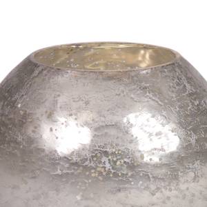 Windlicht Kugel Ice glas - zilverkleurig - Hoogte: 16 cm