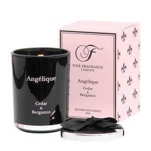 Geurkaars Angelique glas - zwart - 250 g