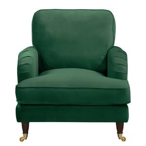 Fauteuil Bethania met rollen Velours Pauno: Donkergroen