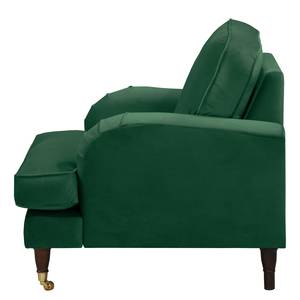 Fauteuil Bethania met rollen Velours Pauno: Donkergroen