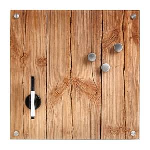 Memoboard Wood Sicherheitsglas / Edelstahl - Holz-Optik - 40 x 40 cm