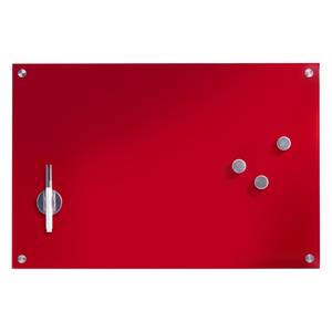 Memoboard Caldera Sicherheitsglas / Edelstahl - Rot - 60 x 40 cm
